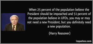 25 percent of the population believe the President should be impeached ...