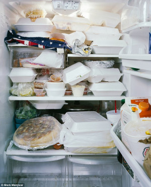 ... with take-out containers with conspicuously empty crisper drawers