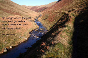 Do not go where the path may lead, go instead where there is no path ...