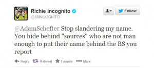 Richie Incognito responds to 'false speculation' in Jonathan Martin ...