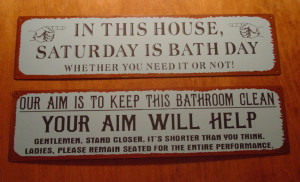 ... Vintage Rustic Blue Bathroom Country Primitive Home Decor Signs FUNNY