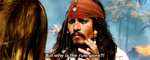jack sparrow why is the rum gone gif