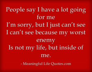 People say I have a lot going for me I’m sorry, but I just can’t ...