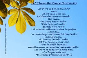 Peace prayer, Let There Be Peace On Earth, green leaf with blue ...