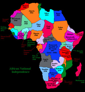 Map of the Independent Nations of Africa with Dates of Independence ...
