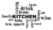 ... bistro chef eat wine drink family bon appetit quote home wall decal