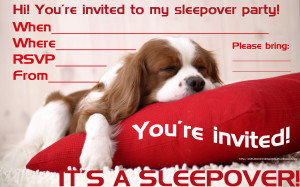 SLEEPY PUPPY SLEEPOVER INVITATION FOR BOYS AND GIRLS