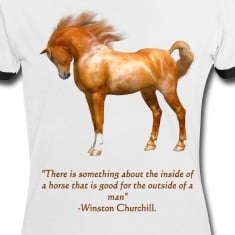 ... navy Winston Churchill Horse Quote with an Arabian Horse Women's Tees