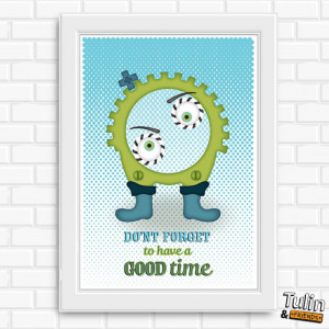 Monster art print for kids' room with wisdom quote 