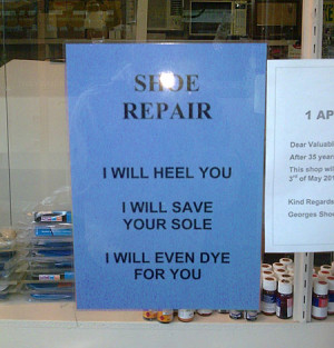 Funny photos funny sign shoe repair