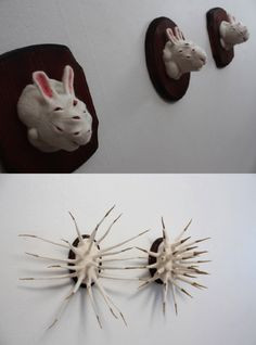 Rabbit mask in white leather