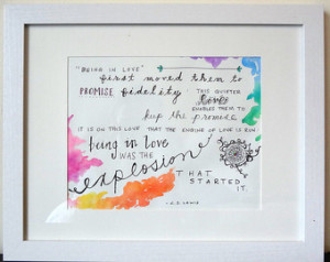 Original Watercolor Painting with L ove Quote By C.S. Lewis ...
