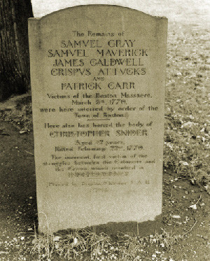 headstone marking the graves of Samuel Gray, Samuel Maverick, James ...