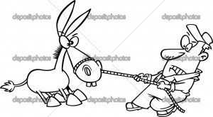 Stubborn Mule Cartoon Cartoon man pulling a stubborn