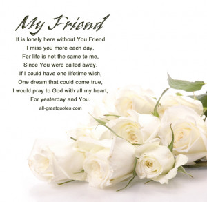 In Loving Memory Cards For Friends – My Friend