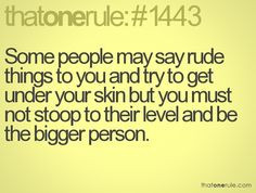 Some people may say rude things to you and try to get under your skin ...