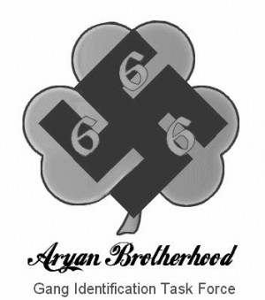 Aryan Brotherhood Sign (notice the 3 6ers satanist symbol)
