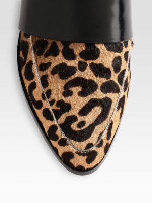 phillip lim quinn leopardprint calf hair leather loafers in animal