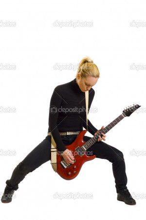 Girl Playing Electric Guitar Stock Image picture
