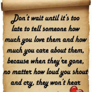 Don't wait until its too late....