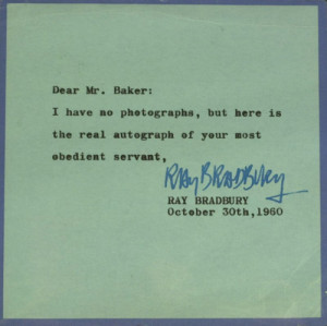 Tagged: autograph quote quotation quotes Ray Bradbury typed
