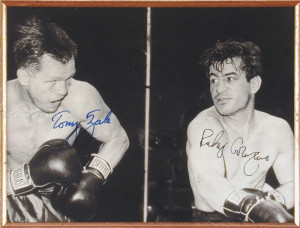 ROCKY GRAZIANO PHOTOGRAPH SIGNED CO SIGNED BY TONY ZALE DOCUMENT