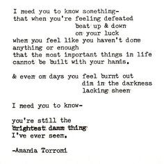 The brightest thing. Typewriter poem by Amanda Torroni Amanda Torroni ...