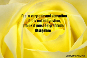 ... sensation - if it is not indigestion, I think it must be gratitude