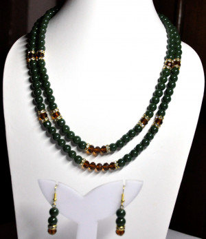 Double string - Emerald green bead maala