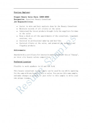 Beauty Advisor Resume