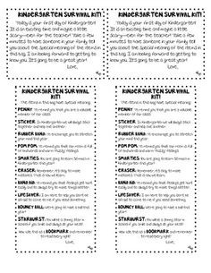 Kindergarten Survival Kit Freebie More