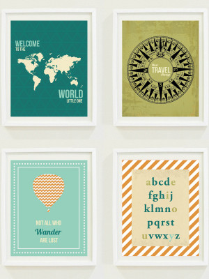 Nursery Prints: Around The World - Travel Nursery - Alphabet - Hot Air ...