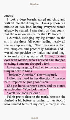 loved this part of THE ONE by Kiera Cass. I remember laughing and ...
