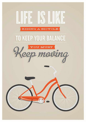 Bicycle quote poster print, bike quote, inspirational quote, retro ...