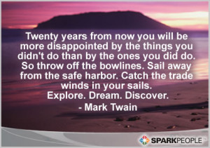 Quote - Twenty years from now you will be more disappointed ...
