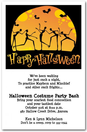 Moonlight Skeleton Dance Halloween Party Invitations from ...