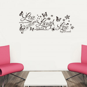 New-Wall-Decor-Black-Butterfly-Quotes-Wall-Sticker-Music-notes-Wall ...