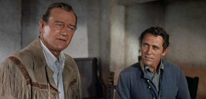John Wayne as Col. David Crockett and Ken Curtis as Capt. Dickinson