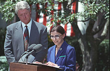 Ginsburg officially accepts the nomination from President Bill Clinton ...
