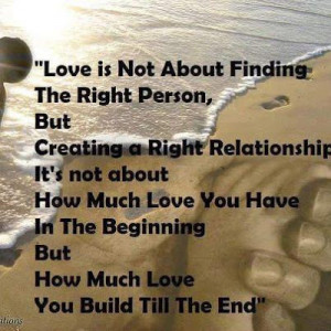Love is not about finding the Right Person, But creating a right ...