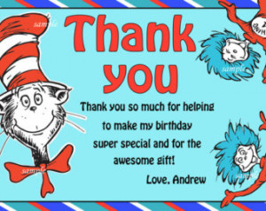 Dr Seuss thank you card, thing 1 and thing 2 thank you card, twins ...