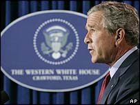 As Hurricane Katrina neared the US, Mr Bush was still on holiday