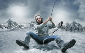 Artistic Ice Man Fish Fishing