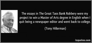 The essays in The Great Taos Bank Robbery were my project to win a ...