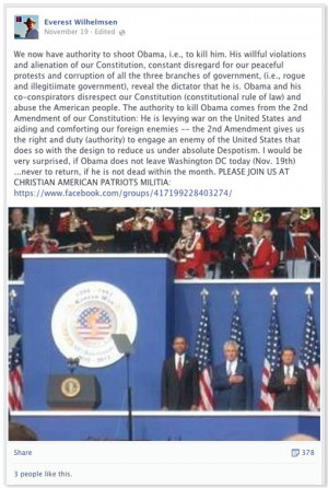 ... American Patriot Openly Calls For Obama’s Assassination On Facebook