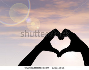 heart shape or symbol made of human or woman and man hand silhouette ...