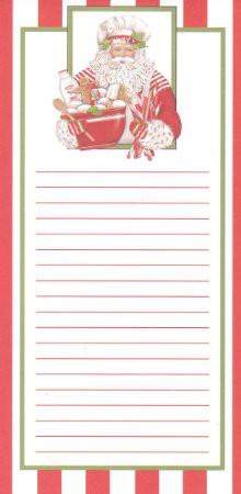 ... List Note Pad Baking Santa Claus with Gingerbread Men and Candy Canes