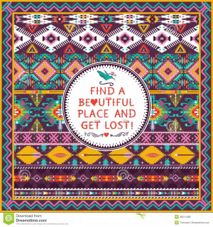 Hipster seamless aztec pattern with geometric elements and quotes.