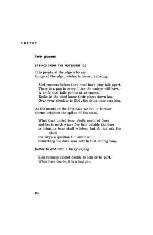 Sayings from the Northern Ice by William Stafford - September 1956 ...