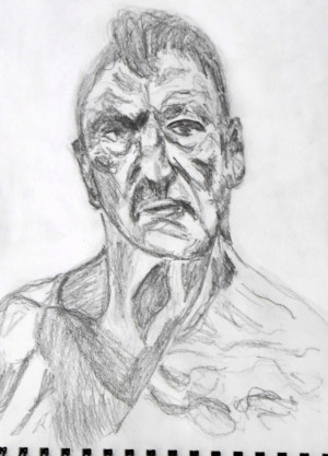 Lucien Freud from his self portrait drawn in pencil.
